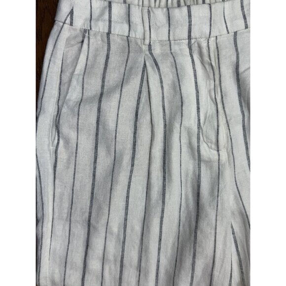Old Navy Size M Woman Extra High-Rise Taylor Wide-Leg Striped White Linen-Blend - Picture 13 of 13